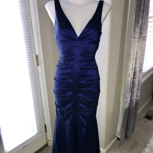 BCBG Navy Blue Sleeveless Evening Gown